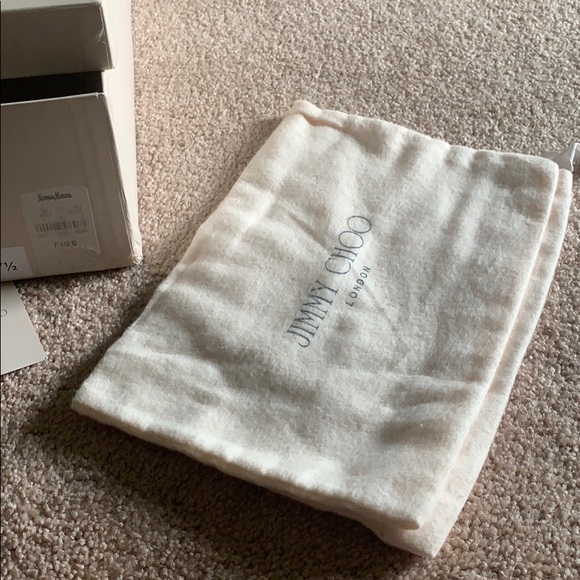 $1385 JIMMY CHOO “THE DALI Swarovski Jewel Platform Satin Peep Heels 37.5 NWT - Picture 15 of 16